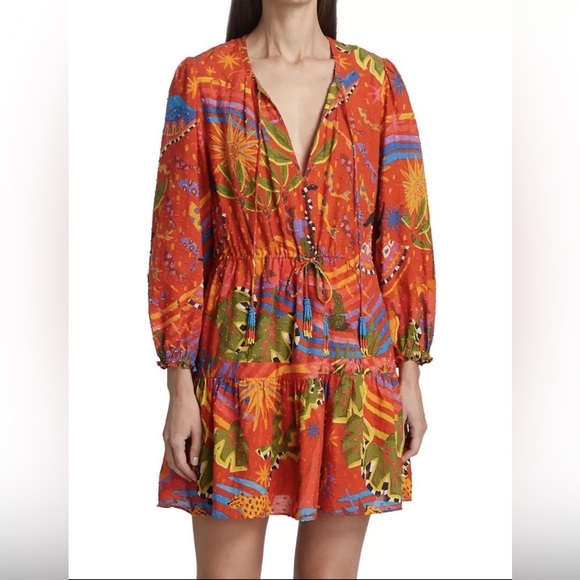 FARM Rio Dresses & Skirts - Farm Rio Red Magic Forest V Neck Mini Dress